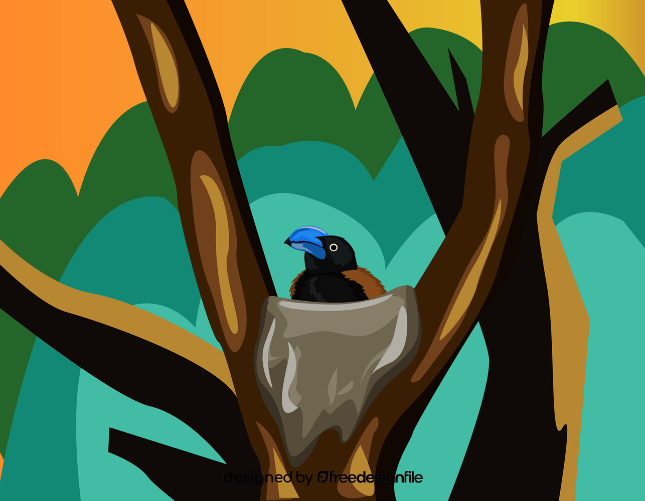 Blue bird in nest vector image