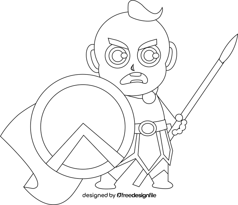 Spartan baby black and white clipart