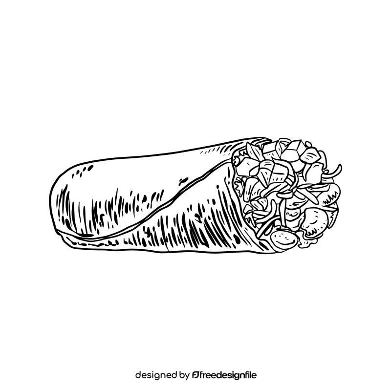 Shawarma drawing black and white clipart