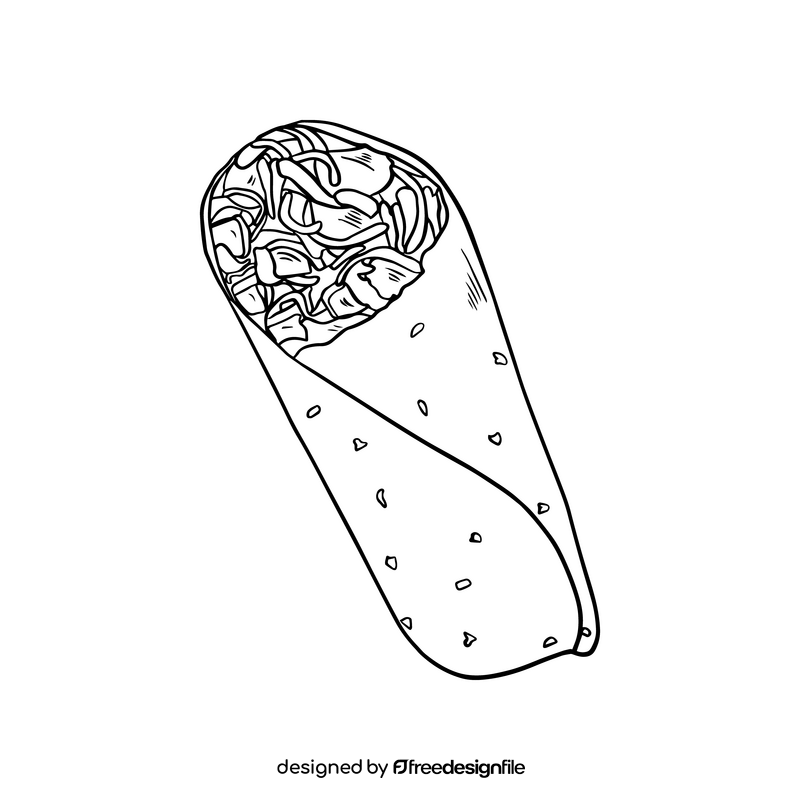 Shawarma illustration black and white clipart