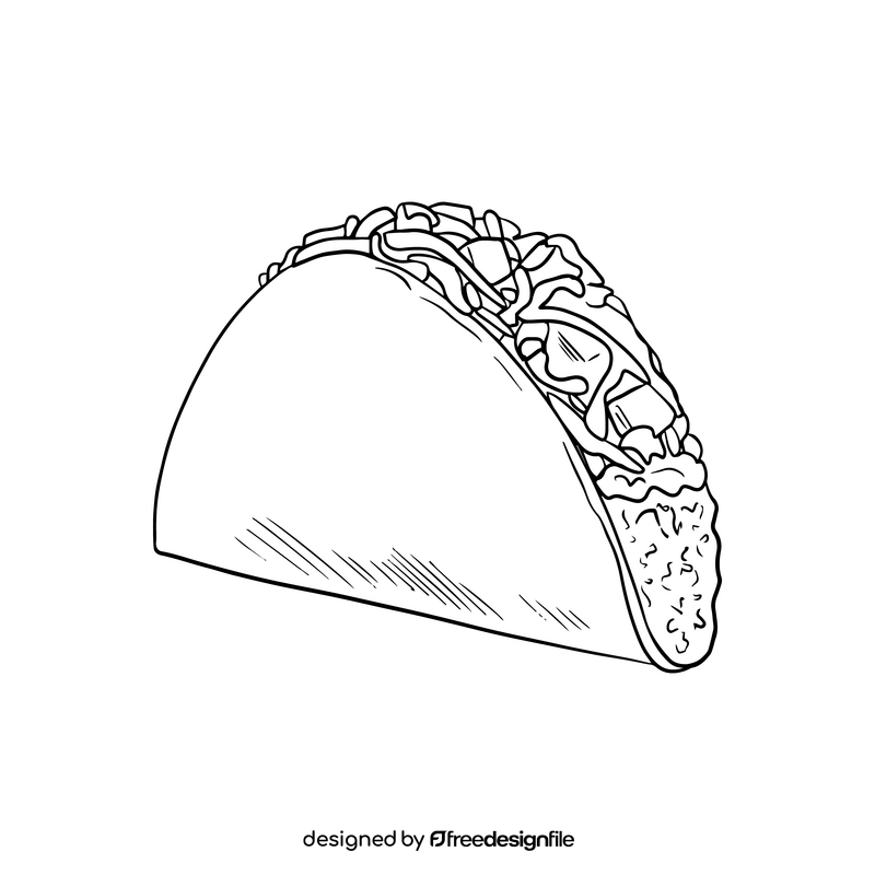 Taco black and white clipart