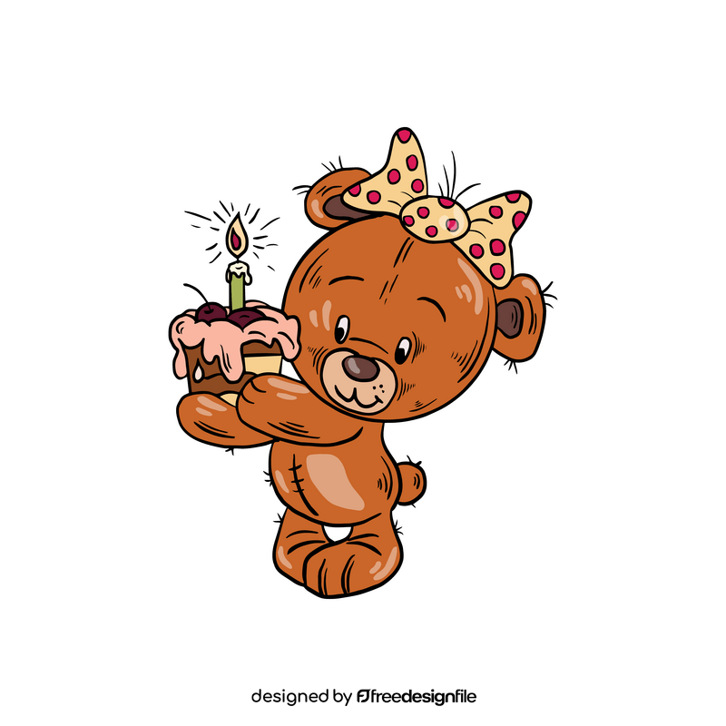 Teddy bear with cupcake clipart