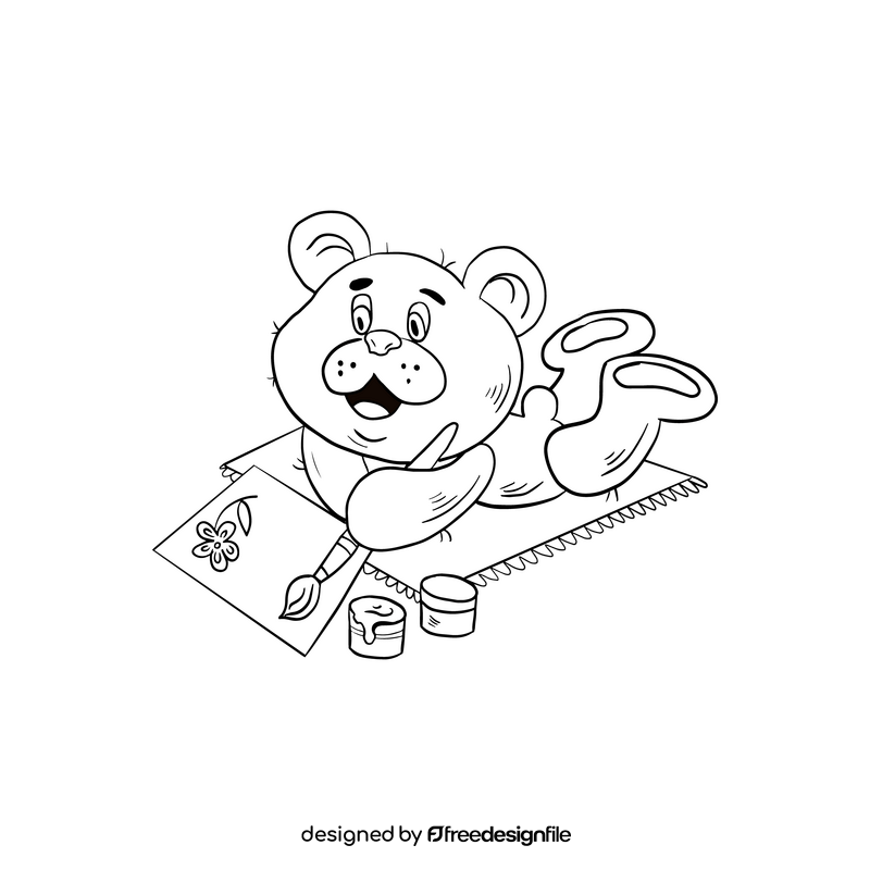 Teddy bear black and white clipart