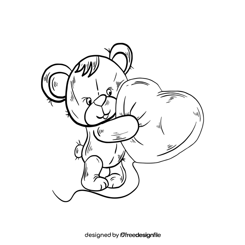 Teddy bear black and white clipart free download