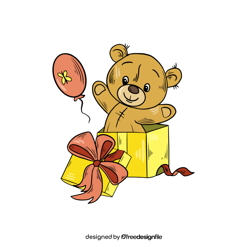 Teddy bear in gift box clipart