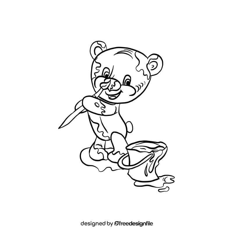 Teddy bear black and white clipart