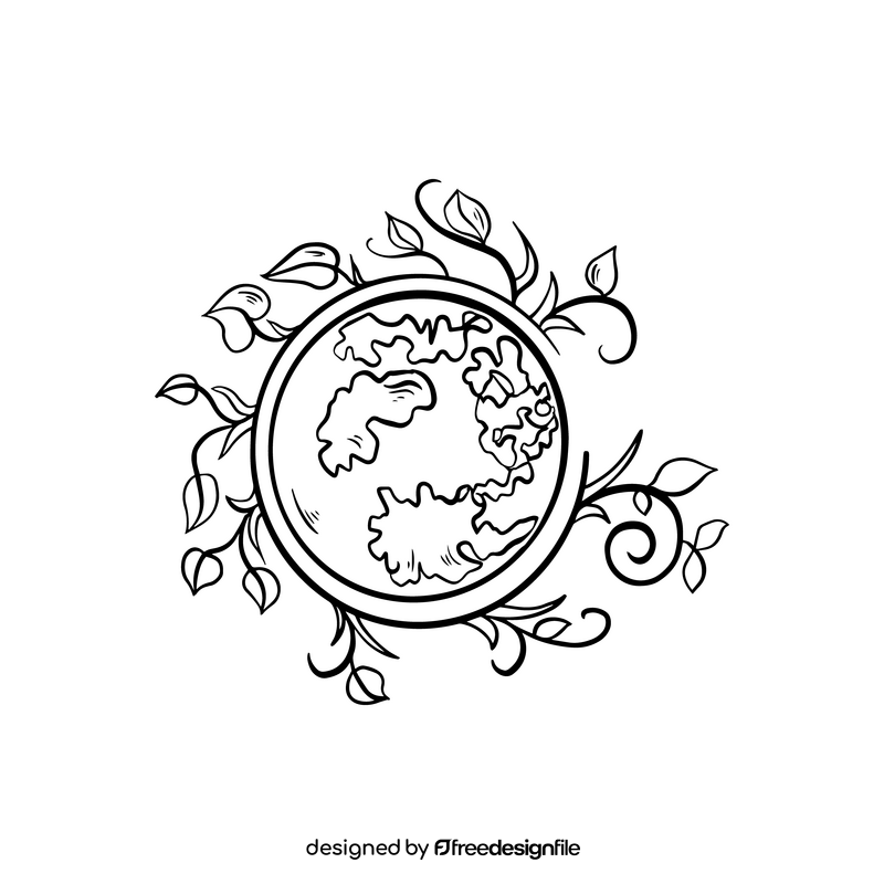 Green eco earth black and white clipart