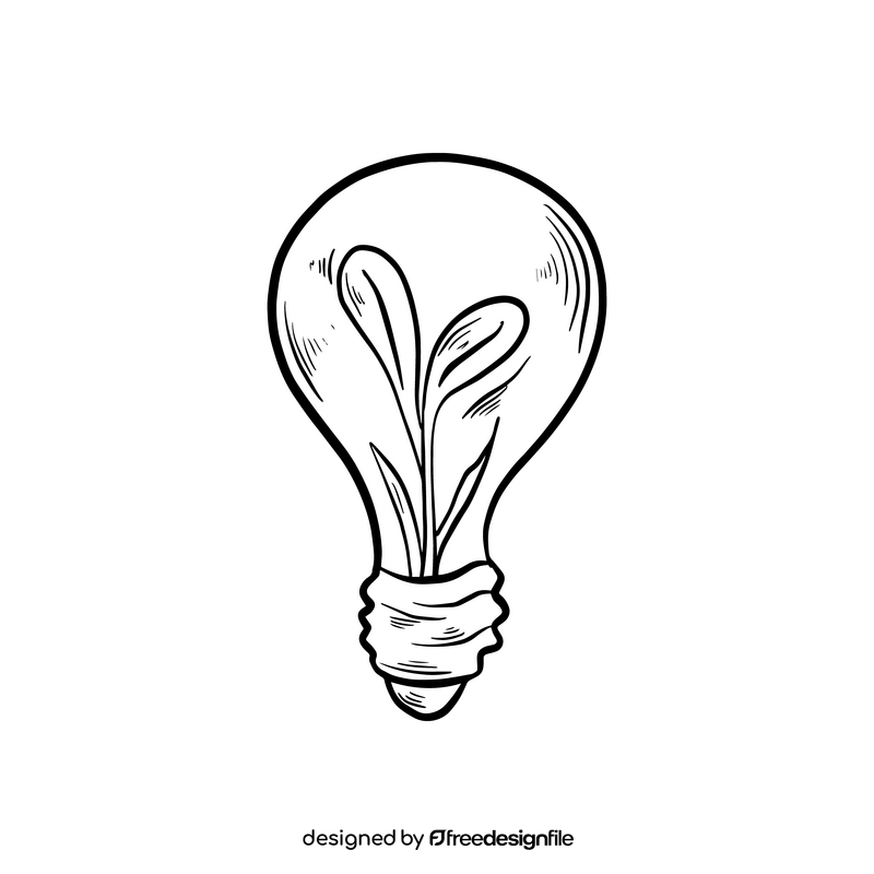Eco lighting bulb black and white clipart