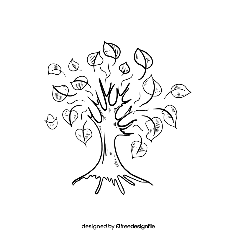 Green tree black and white clipart