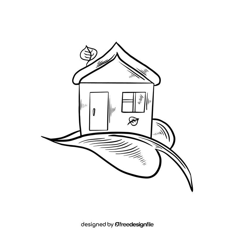 Eco house black and white clipart