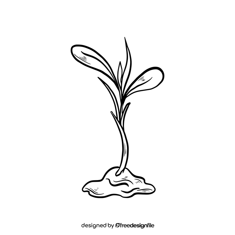 Plant cartoon black and white clipart