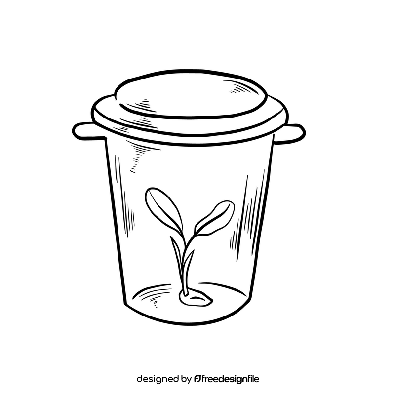 Garbage waste trash bucket black and white clipart