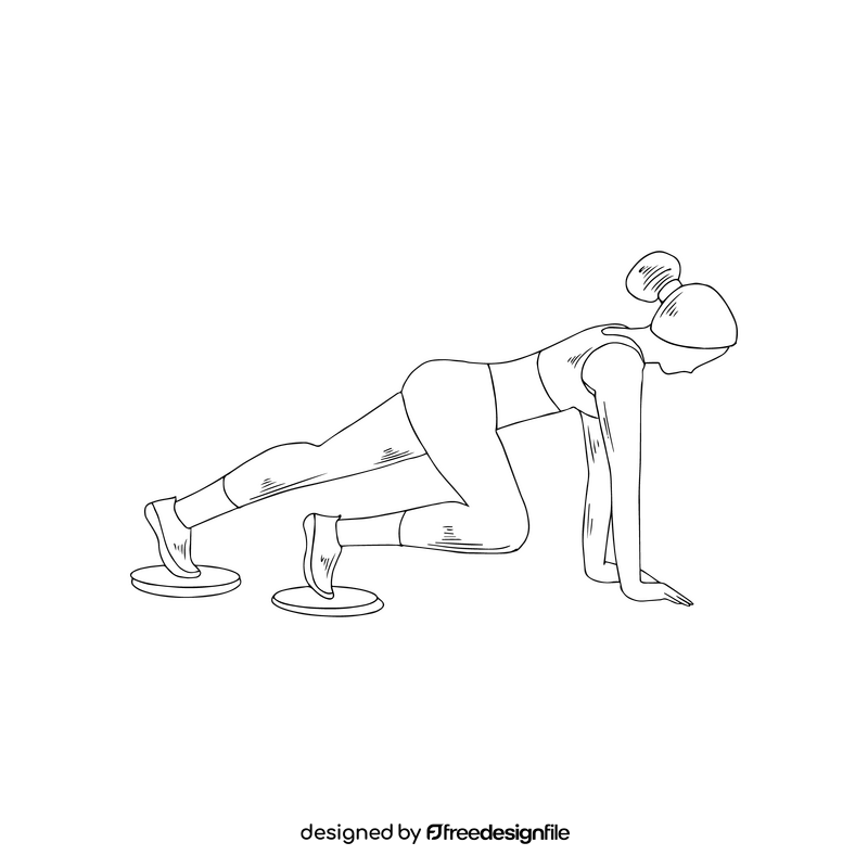 Fitness girl training black and white clipart