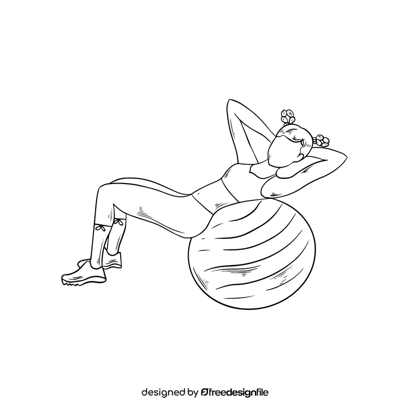 Gymnastics with ball drawing black and white clipart