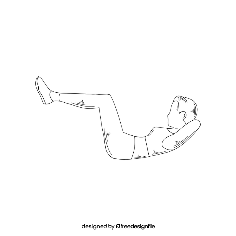 Girl exercising illustration black and white clipart