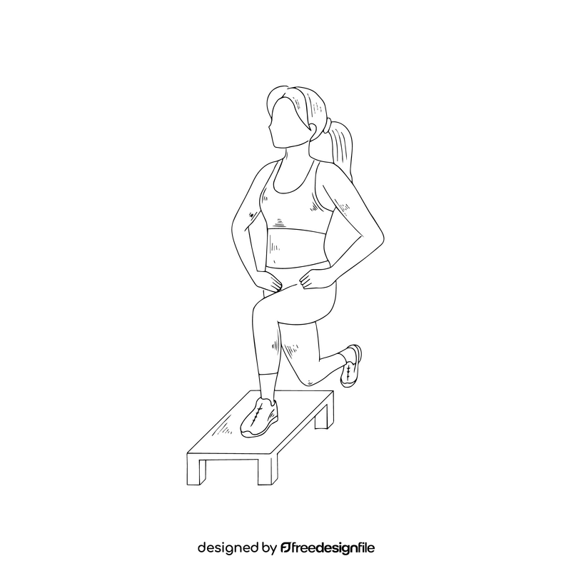 Girl doing exercise black and white clipart