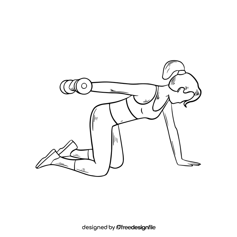 Doing exercise black and white clipart