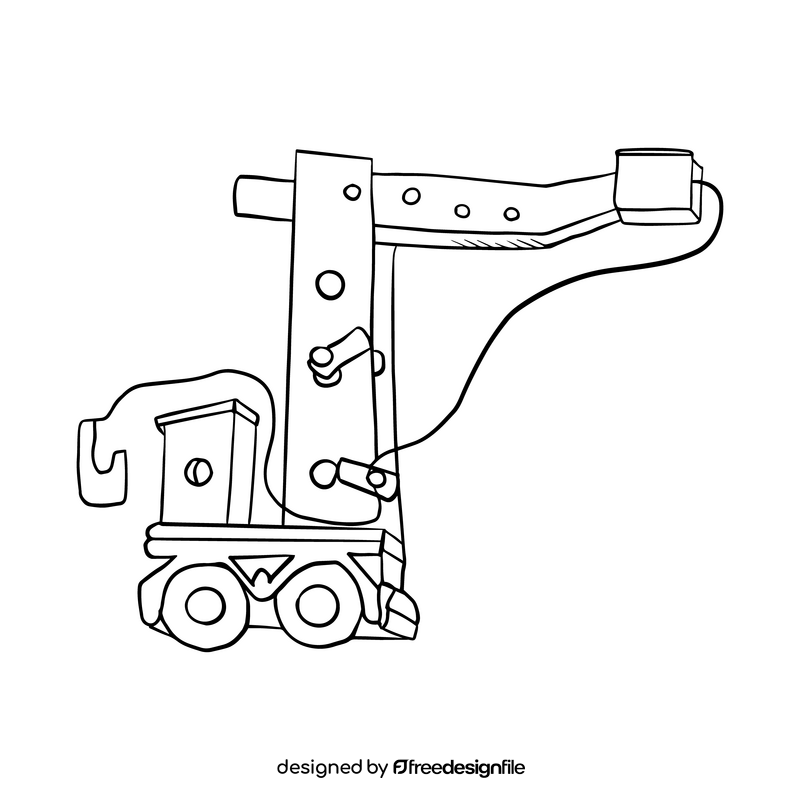 Wooden crane toy black and white clipart