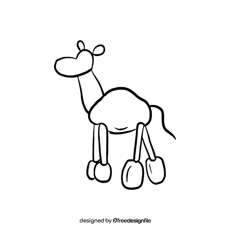 Wooden camel toy cartoon black and white clipart