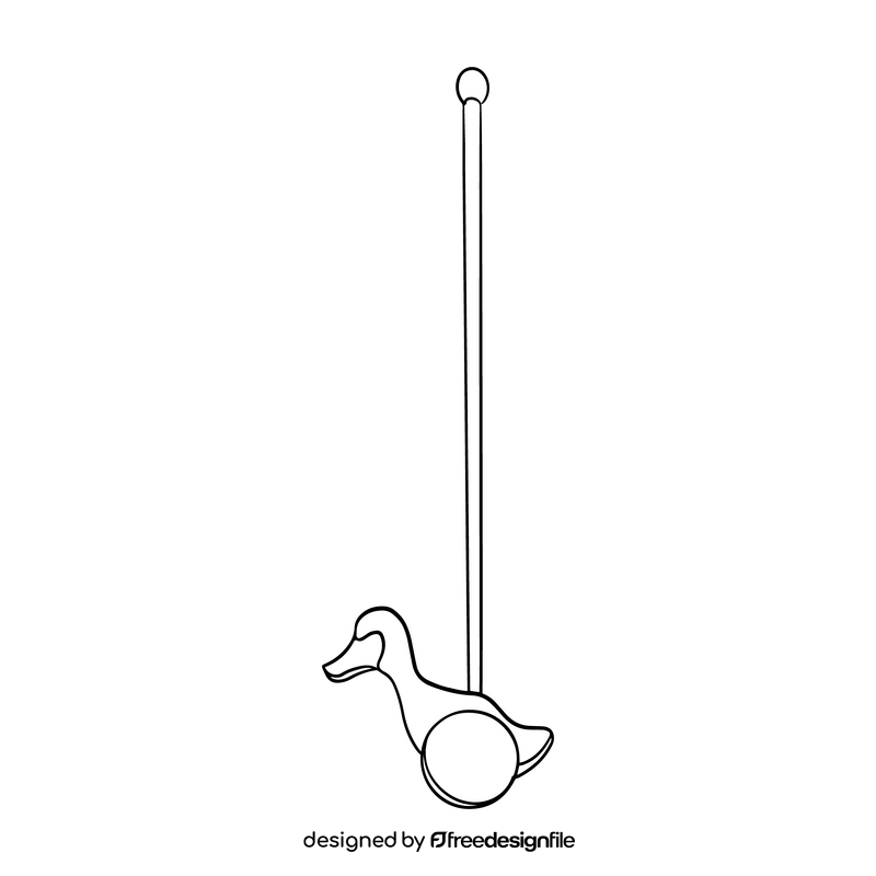 Duck toy for kids black and white clipart