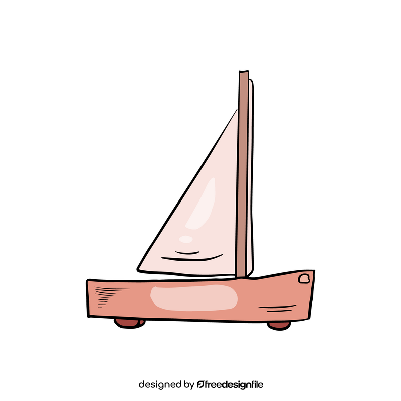 Kids boat, sailboat wooden toy clipart