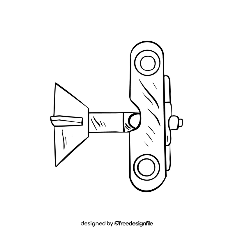 Kids plane wooden toy black and white clipart