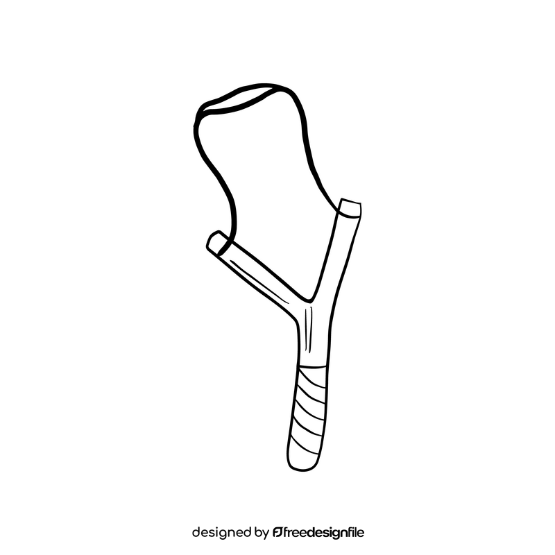 Slingshot wooden toy cartoon black and white clipart