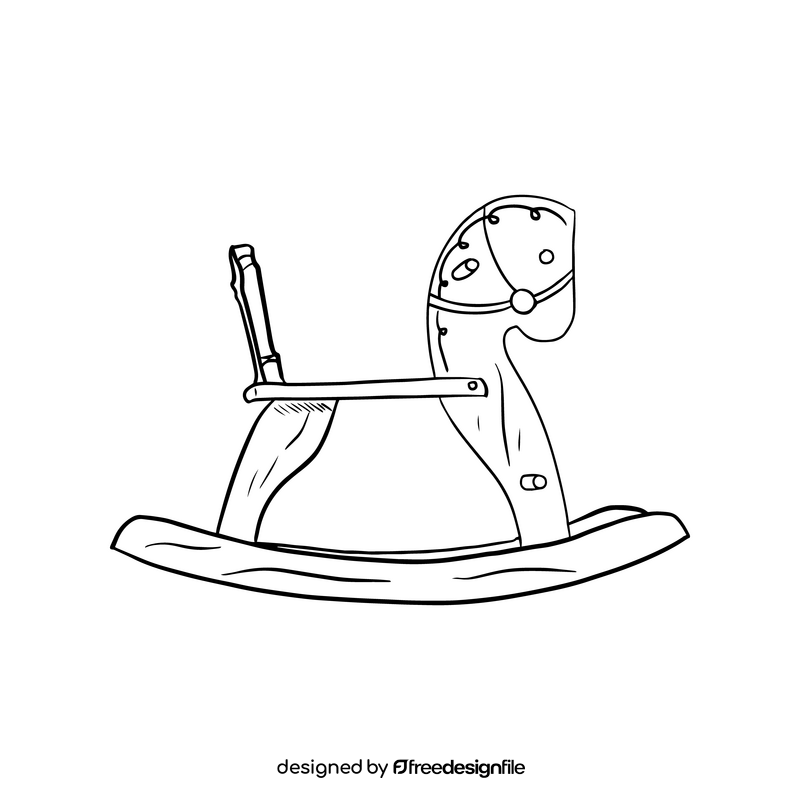 Wooden rocking horse toy for kids black and white clipart