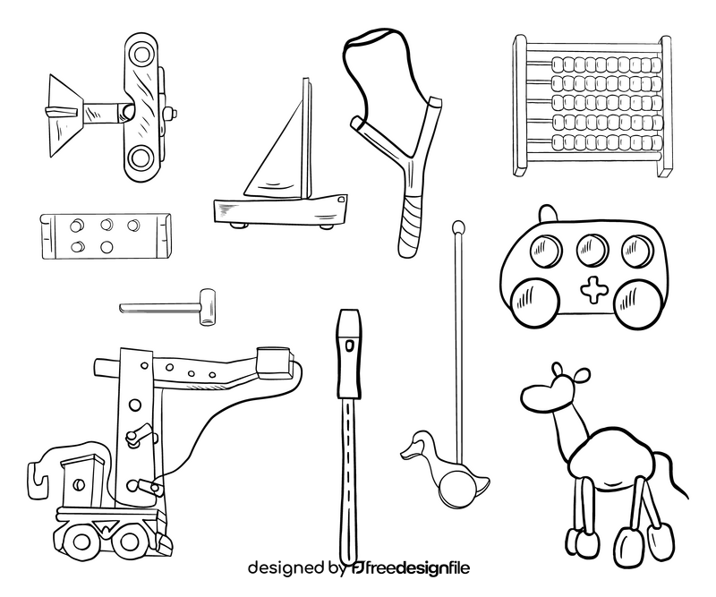 Wooden toys black and white vector