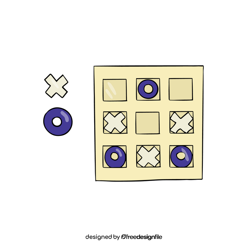 Wooden tic tac toe board game clipart