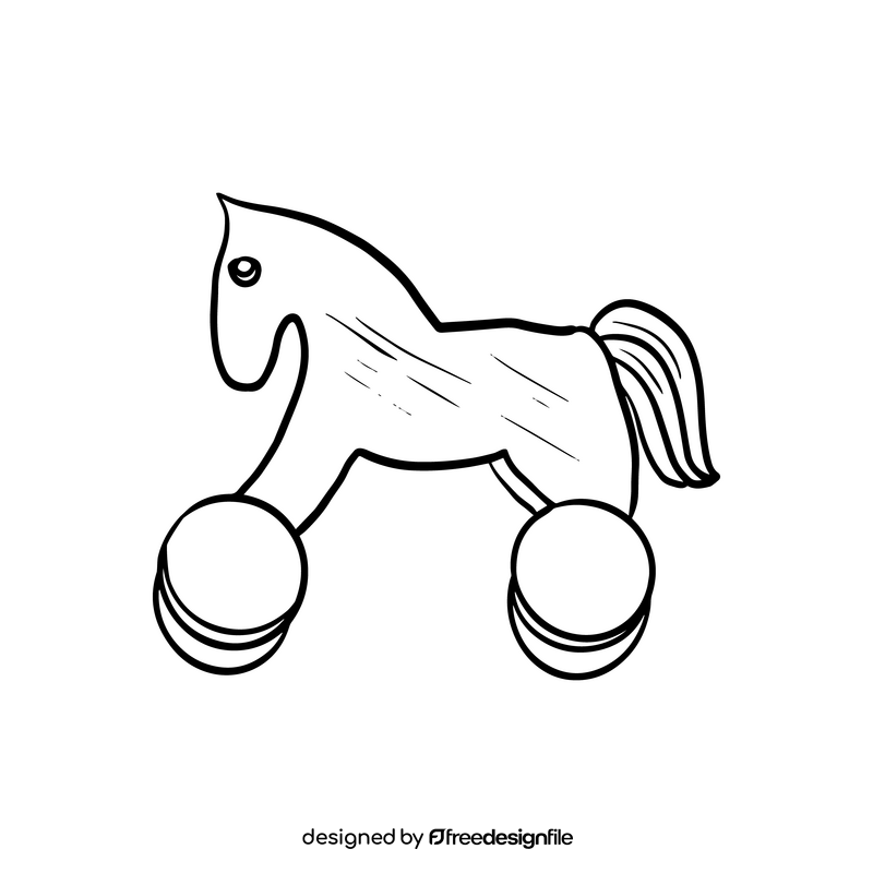Free wooden horse toy black and white clipart