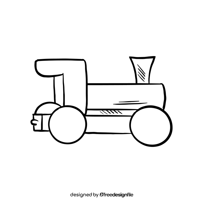 Free wooden locomotive train toy black and white clipart