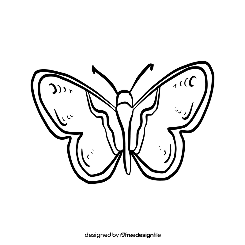 Orange butterfly black and white clipart