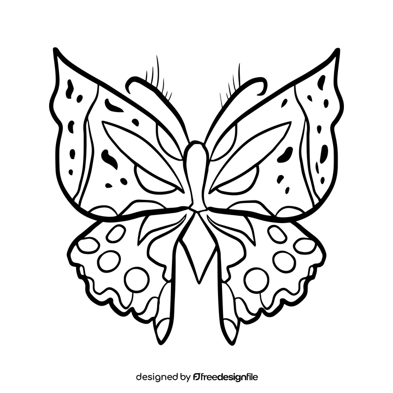 Butterfly cartoon black and white clipart