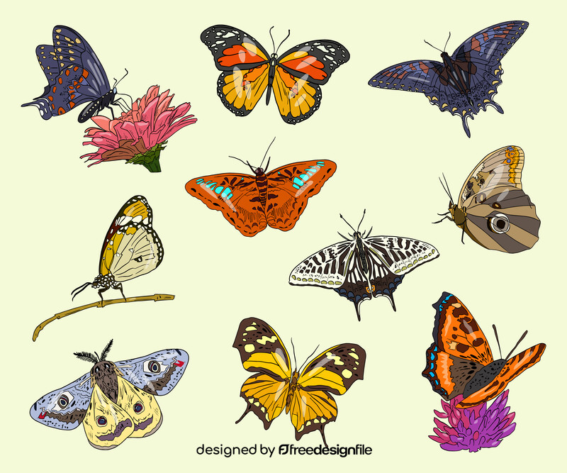 Free cartoon butterflies vector