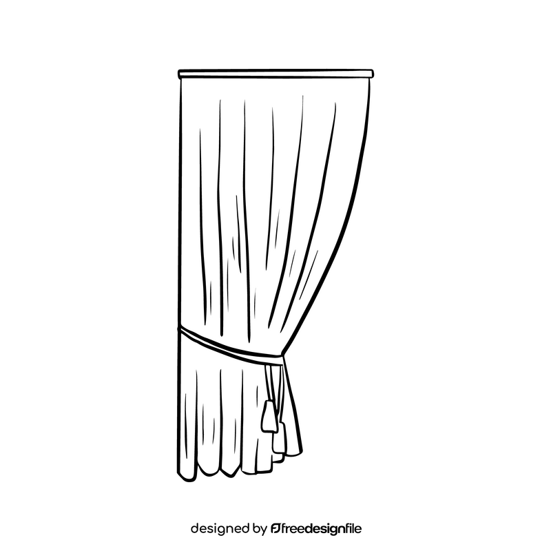 Curtain illustration black and white clipart