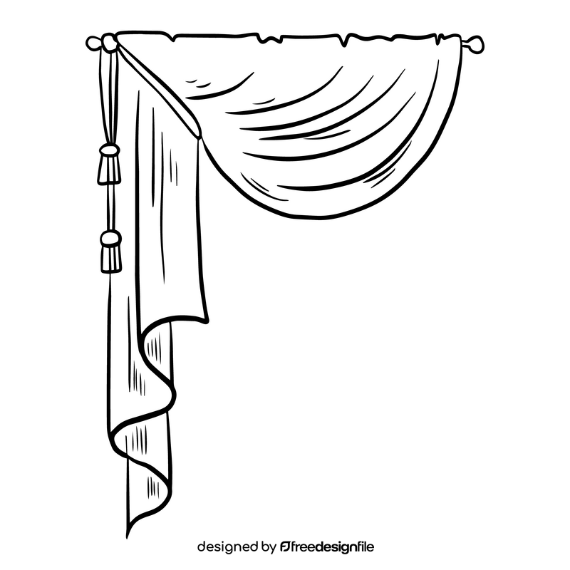 Free curtain illustration black and white clipart