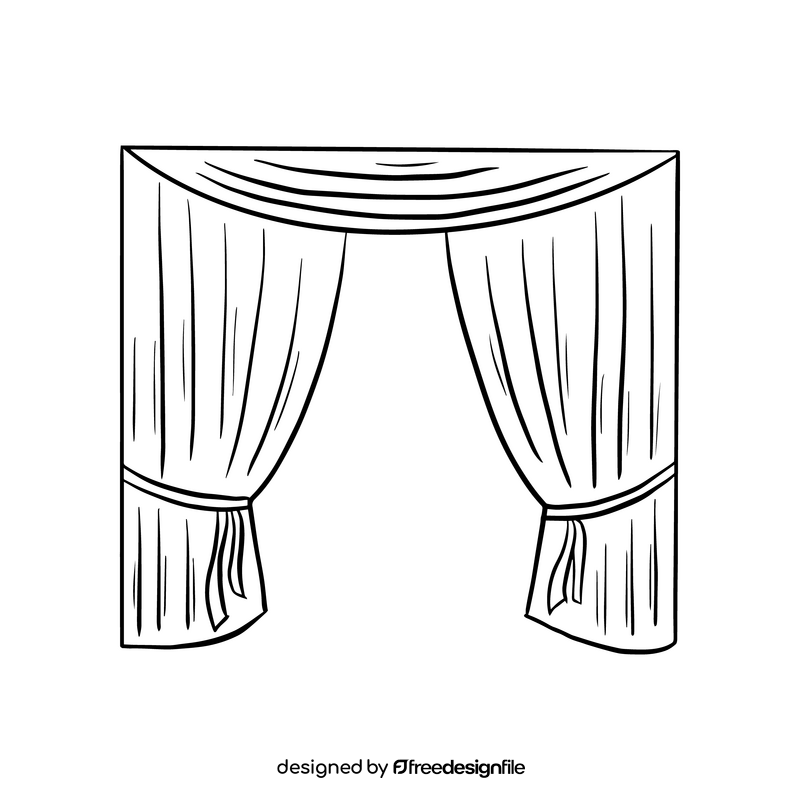 Curtain drawing black and white clipart