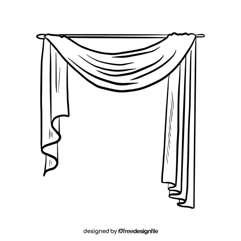 Curtains black and white clipart