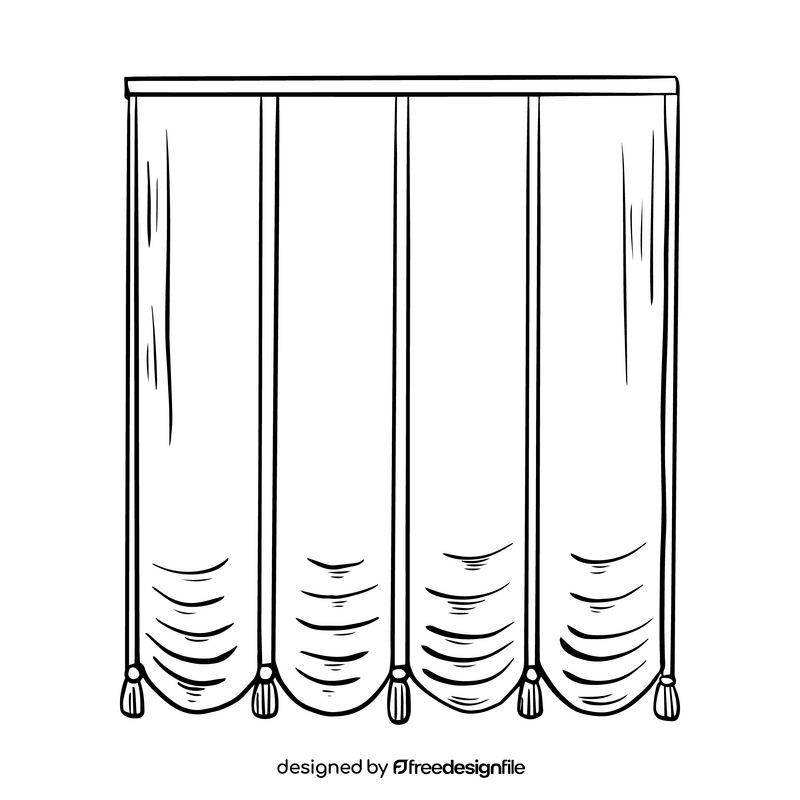 Orange curtains drawing black and white clipart