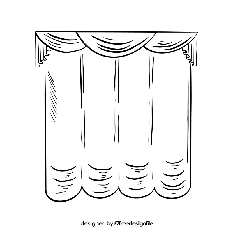 Curtains black and white clipart