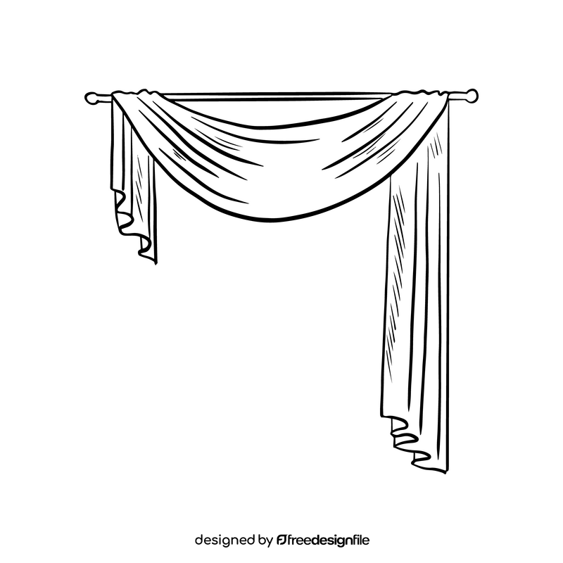 Curtains drawing black and white clipart