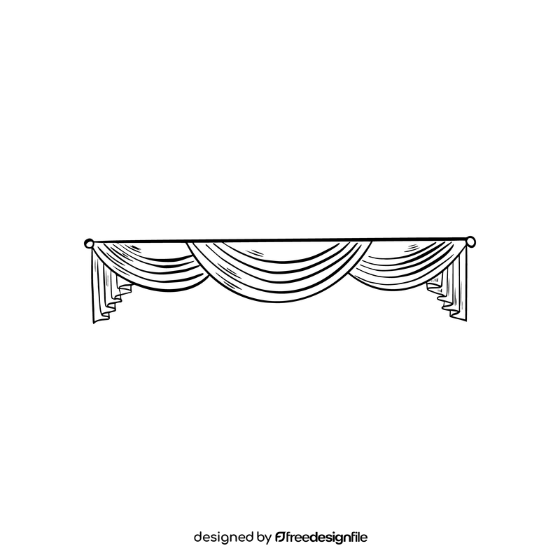 Free curtains black and white clipart