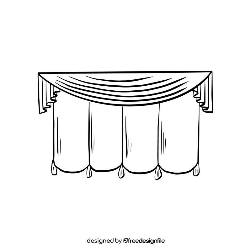 Curtain illustration black and white clipart