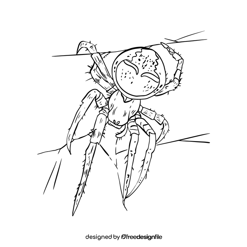 Spider cartoon black and white clipart