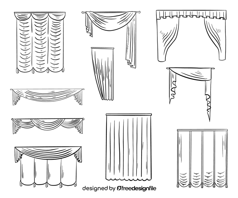 Free curtains black and white vector