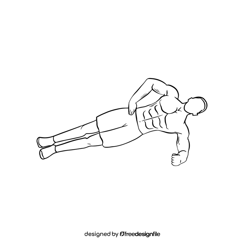 Man doing exercise black and white clipart