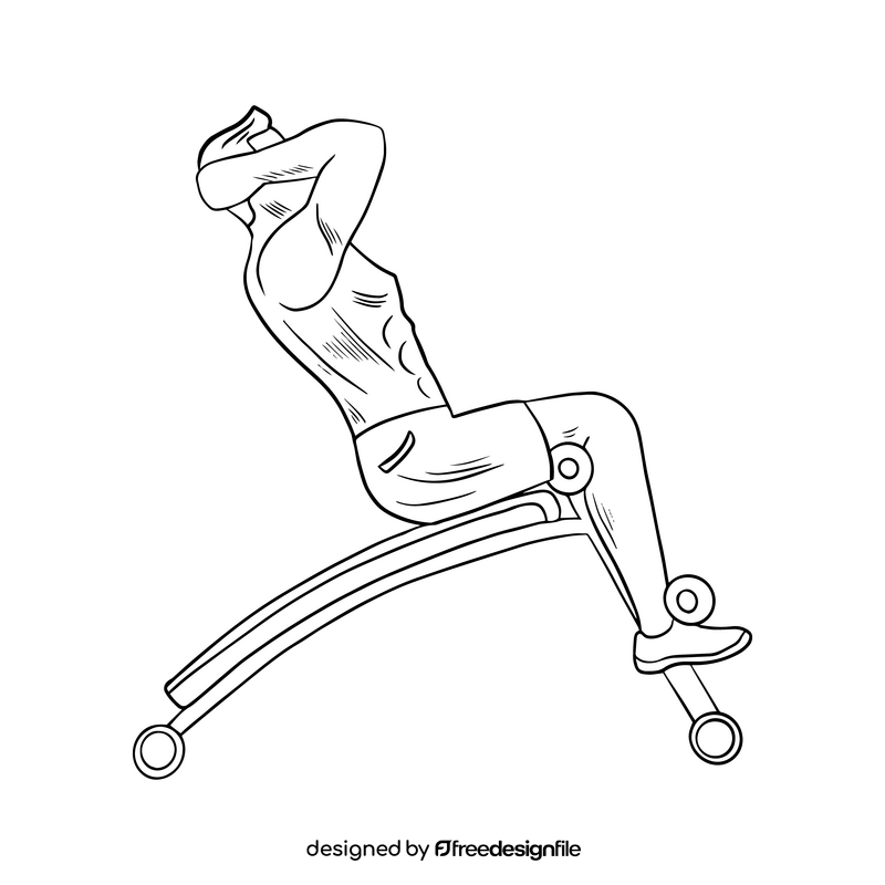 Man exercising black and white clipart