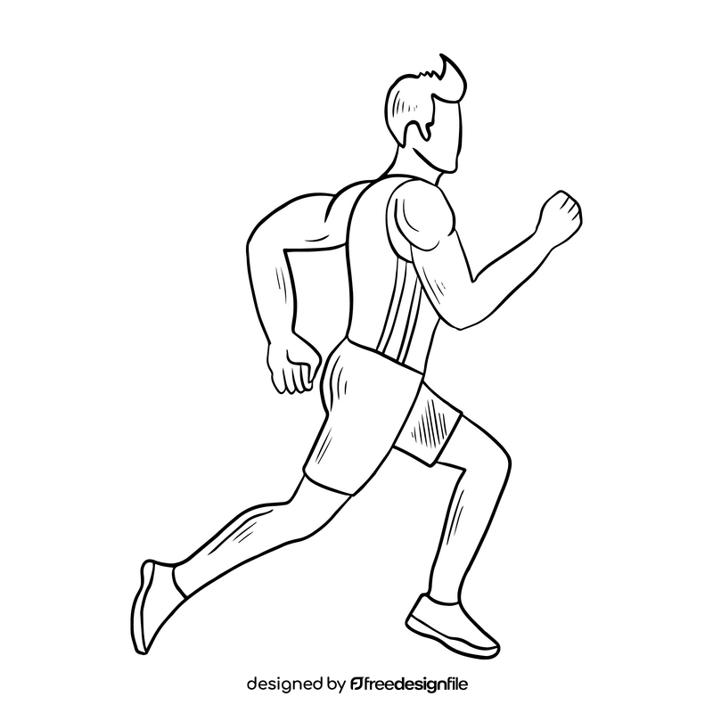 Free running drawing black and white clipart