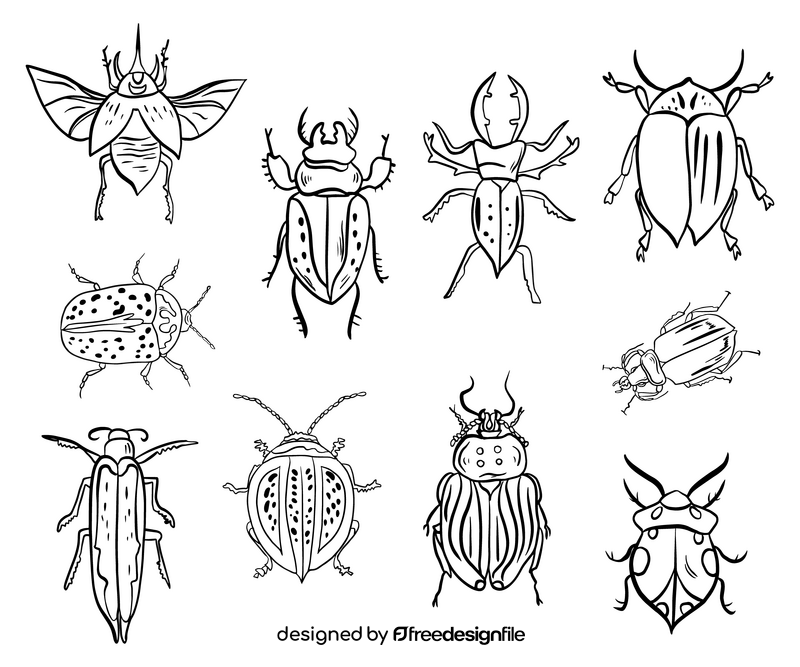 Bugs cartoon black and white vector